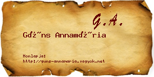 Güns Annamária névjegykártya